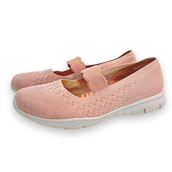 Skechers Shoes Mary Janes Size 10 Seager Power Hitter pink Slip On Knit Comfort - Picture 2 of 8